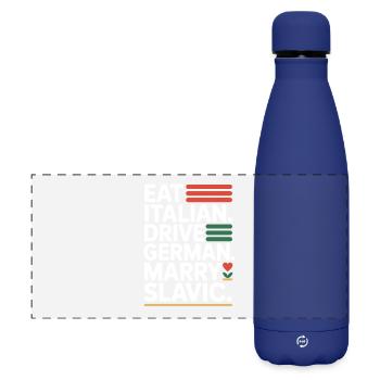 Mange un conduit italien, épouse un Slave Balkan, une voiture - Gourde isotherme panoramique mate 500 ml - bleu foncé  - Devant