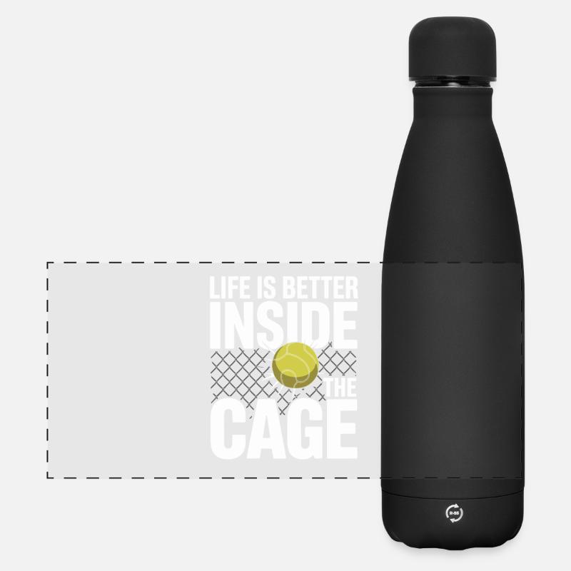 Padel Spieler Life Is Better Inside The Cage Padel - Matte Panorama Isolierflasche 500 ml - Schwarz