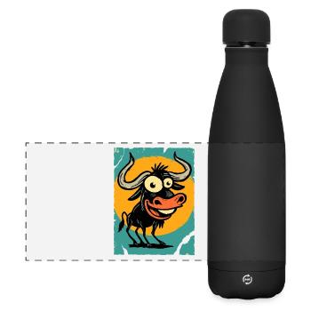 Funny bull in the circle of the sun - Matte Panoramic Thermal Bottle 500 ml - black - Front