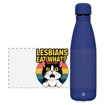 Les lesbiennes mangent quoi ? La fierté du chat drôle - Gourde isotherme panoramique mate 500 ml - bleu foncé  - Devant