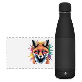  Roter Fuchs Kopf Mit Blauen Augen Bunter - Matte Panorama Isolierflasche 500 ml - Schwarz - Vorne