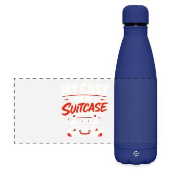 Small Cast | Travelling puppet theatre - Matte Panoramic Thermal Bottle 500 ml - dark blue  - Front
