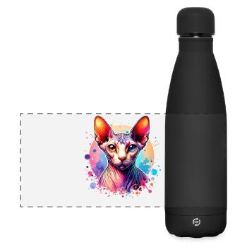 Sphynx Cat Motif - Matte Panoramic Thermal Bottle 500 ml - black - Front
