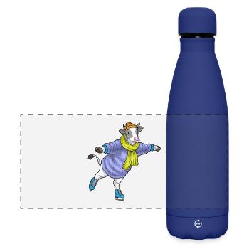 Vache Patinage sur glace Patins à glace Sports d’hiver - Gourde isotherme panoramique mate 500 ml - bleu foncé  - Devant
