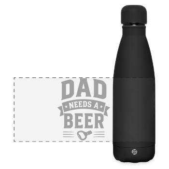 Papa a besoin d’un ouvre-bouteille de bière pour papa - Gourde isotherme panoramique mate 500 ml - noir - Devant