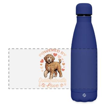 Race de chien Goldendoodle - Gourde isotherme panoramique mate 500 ml - bleu foncé  - Devant