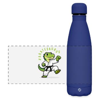 Karaté Karate Dinosaure T-Rex Karatesaurus - Gourde isotherme panoramique mate 500 ml - bleu foncé  - Devant