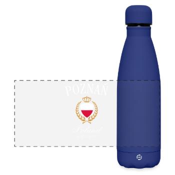 Posen Polen Wappen Krone – Reise Souvenir - Matte Panorama Isolierflasche 500 ml - Dunkelblau  - Vorne