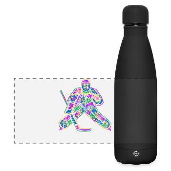Gardien de but de hockey sur glace, enfants joueur coloré de hockey sur glace - Gourde isotherme panoramique mate 500 ml - noir - Devant