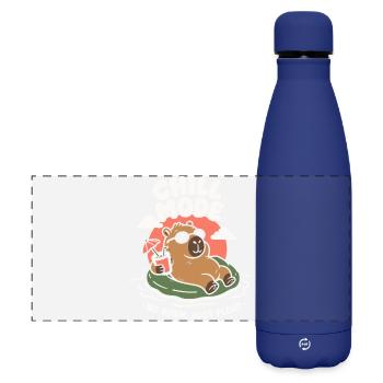 Chill Mode Summer Capybara - Matte Panoramic Thermal Bottle 500 ml - dark blue  - Front