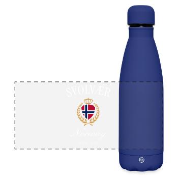 Svolvær Norway Coat of Arms Crown – Travel Souvenir - Matte Panoramic Thermal Bottle 500 ml - dark blue  - Front