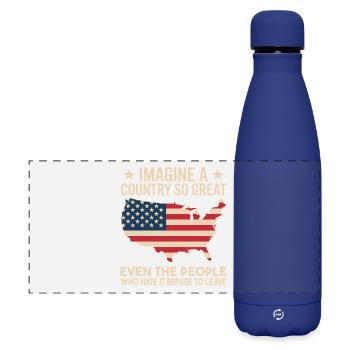 Funny America Quote, fourth of july ideas - Matte Panoramic Thermal Bottle 500 ml - dark blue  - Front