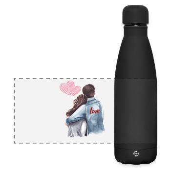 Love Forever – Romantic Couple in Embrace - Matte Panoramic Thermal Bottle 500 ml - black - Front