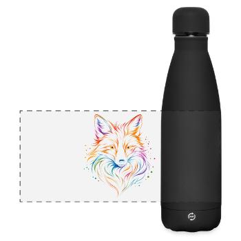 Fuchs Line Art – Farbenfrohes Fox Design - Matte Panorama Isolierflasche 500 ml - Schwarz - Vorne