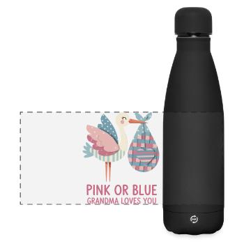 Révélation du sexe : Rose ou bleu Mamie t’aime, bébé - Gourde isotherme panoramique mate 500 ml - noir - Devant