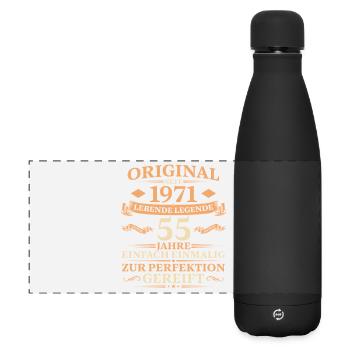 55. Geburtstag Jahrgang 1971 Geschenk - Matte Panorama Isolierflasche 500 ml - Schwarz - Vorne