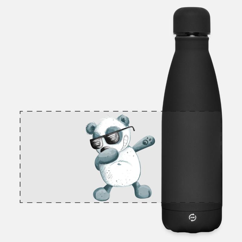 Dabbender Panda I Dab Dance Animaux I Dabbing Bear - Gourde isotherme panoramique mate 500 ml - noir