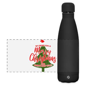 Froher Weihnachtsbaum Jubel - Matte Panorama Isolierflasche 500 ml - Schwarz - Vorne
