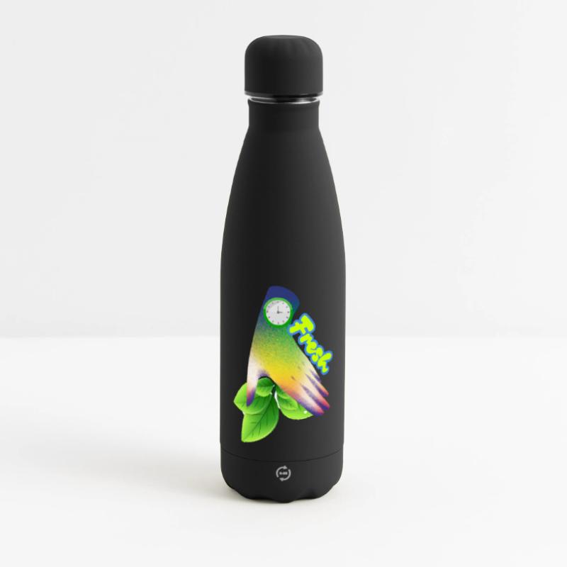 Fresh Gradient Leaf Clock Design Matte Panoramic Thermal Bottle 500 ml