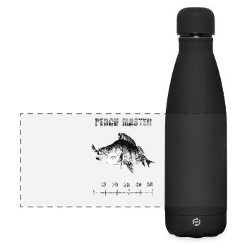 Barsch Rekord - Angeln mit Kunstköder - Matte Panorama Isolierflasche 500 ml - Schwarz - Vorne