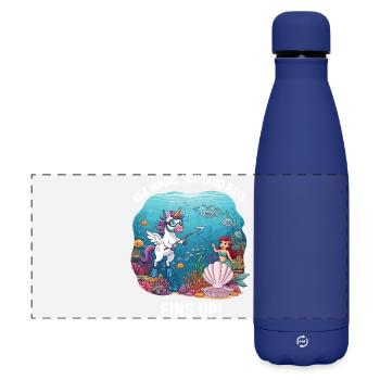 Sea Magic with Unicorn - Matte Panoramic Thermal Bottle 500 ml - dark blue  - Front