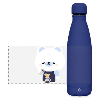 Cozy Polar Bear Barista - Matte Panorama Isolierflasche 500 ml - Dunkelblau  - Vorne