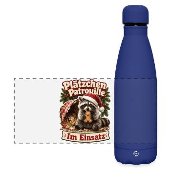 Plätzchen Patrouille im Einsatz - Matte Panorama Isolierflasche 500 ml - Dunkelblau  - Vorne