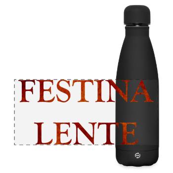Festina Lente, lateinische Zitate - Matte Panorama Isolierflasche 500 ml - Schwarz - Vorne