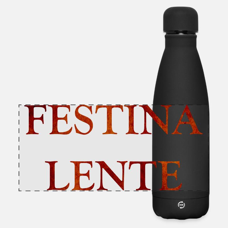 Festina Lente, latin quotes - Matte Panoramic Thermal Bottle 500 ml - black