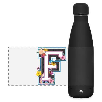 Lettre F dans le style universitaire - Gourde isotherme panoramique mate 500 ml - noir - Devant