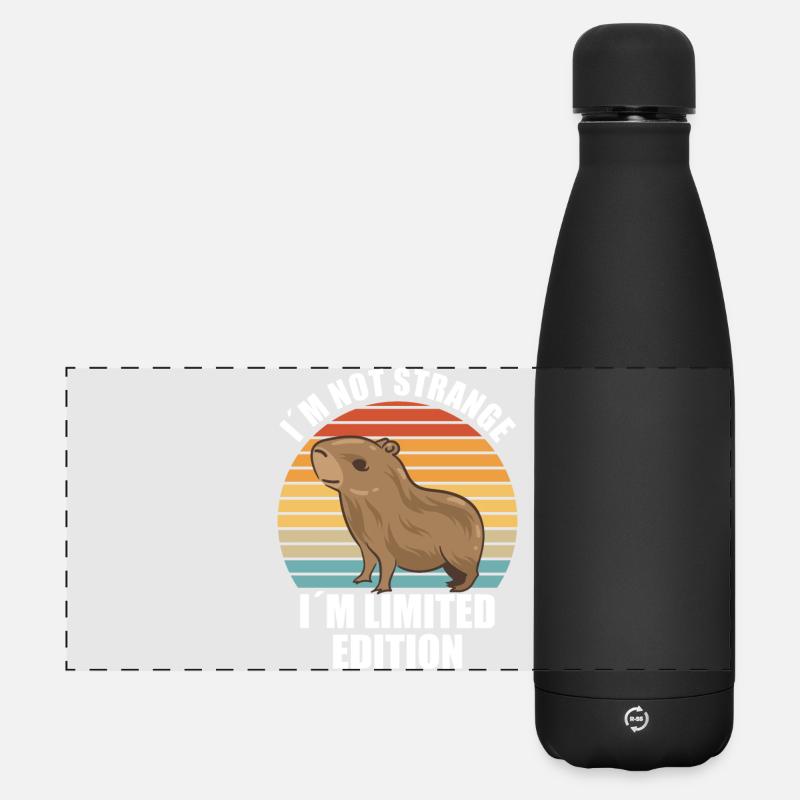 Capybara Zootier Design - Matte Panorama Isolierflasche 500 ml - Schwarz