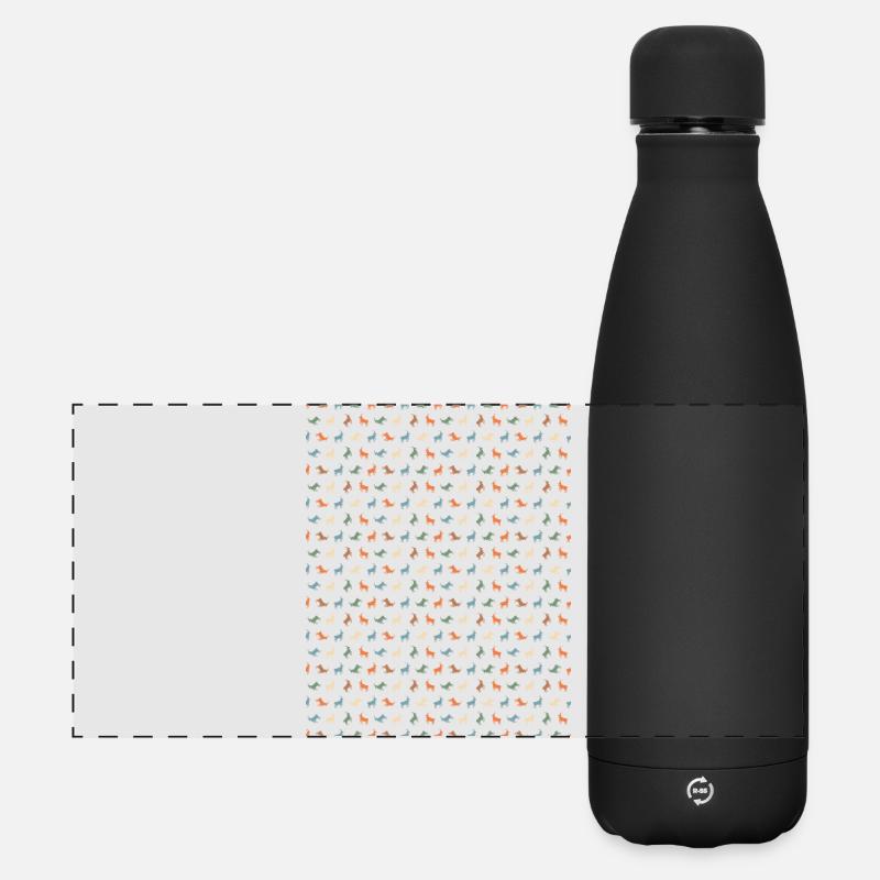 Vivid Pony Silhouette Pattern - Matte Panoramic Thermal Bottle 500 ml - black