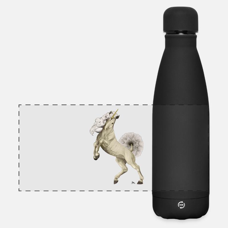 Einhorn mit Schweif und Mähne aus Pusteblume - Matte Panorama Isolierflasche 500 ml - Schwarz