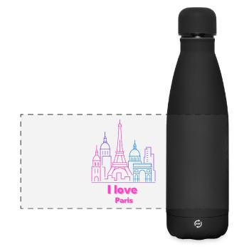 Paris Neon Skyline Silhouette Capitale - Gourde isotherme panoramique mate 500 ml - noir - Devant
