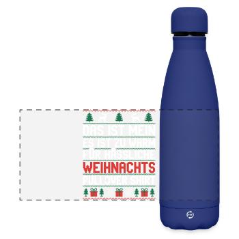 Weihnachtspullover Spruch Es ist zu warm - Matte Panorama Isolierflasche 500 ml - Dunkelblau  - Vorne