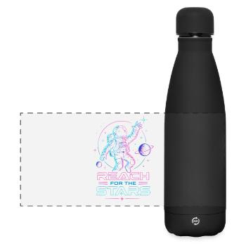 Astronaut "Reach for the Stars" | Weltraum  - Matte Panorama Isolierflasche 500 ml - Schwarz - Vorne