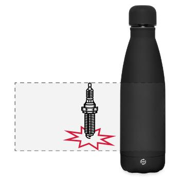 A spark plug with spark - Matte Panoramic Thermal Bottle 500 ml - black - Front