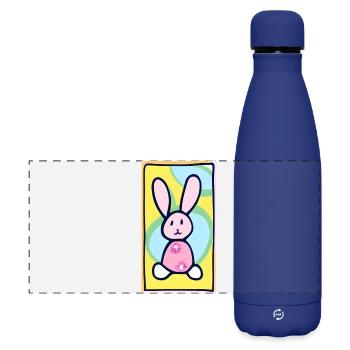 Pastell Bunny Osterhase auf gelbem Hintergrund - Matte Panorama Isolierflasche 500 ml - Dunkelblau  - Vorne