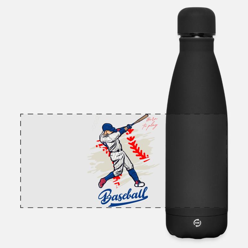 Dynamic Baseball Swing Illustration - Matte Panoramic Thermal Bottle 500 ml - black