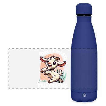 Sorry, I'm Late – Funny Goat Design - Matte Panoramic Thermal Bottle 500 ml - dark blue  - Front