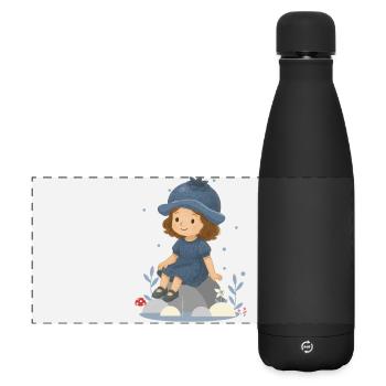 Süßes Heidelbeer-Mädchen Illustration - Matte Panorama Isolierflasche 500 ml - Schwarz - Vorne