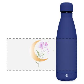 Freesie mit Halbmond und Sternen Illustration  - Matte Panorama Isolierflasche 500 ml - Dunkelblau  - Vorne
