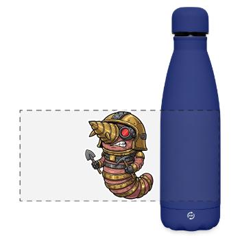 Steampunk Earthworm Drilling and Miner - Matte Panoramic Thermal Bottle 500 ml - dark blue  - Front