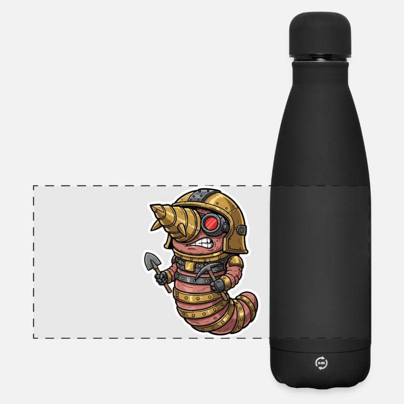 Steampunk Earthworm Drilling and Miner - Matte Panoramic Thermal Bottle 500 ml - black