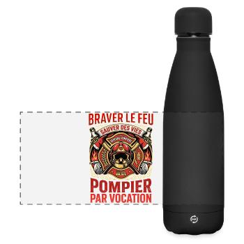 Pompier sapeur pompier feu héros vocation - Gourde isotherme panoramique mate 500 ml - noir - Devant