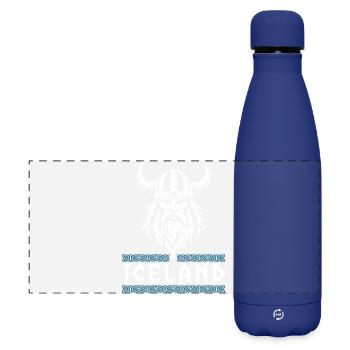 Island Wikinger Helm Nordisch Odin Design Motiv - Matte Panorama Isolierflasche 500 ml - Dunkelblau  - Vorne