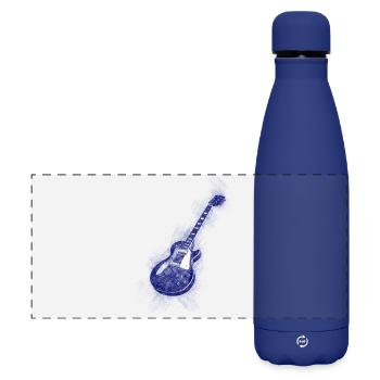 Guitare rock avec style aquarelle - Gourde isotherme panoramique mate 500 ml - bleu foncé  - Devant