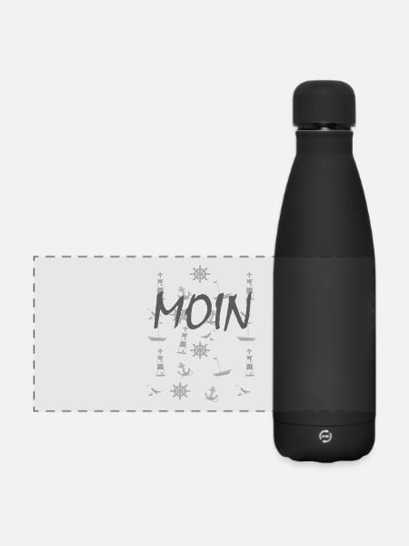 Maritime Symbole Moin - Matte Panorama Isolierflasche 500 ml - Schwarz
