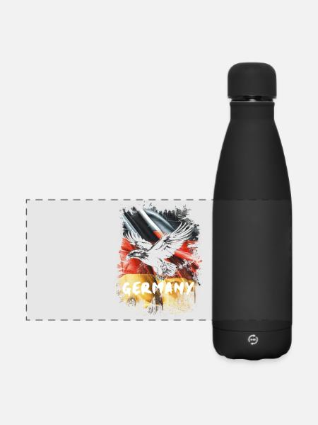 Deutscher Adler mit Deutschland Flagge - Matte Panorama Isolierflasche 500 ml - Schwarz