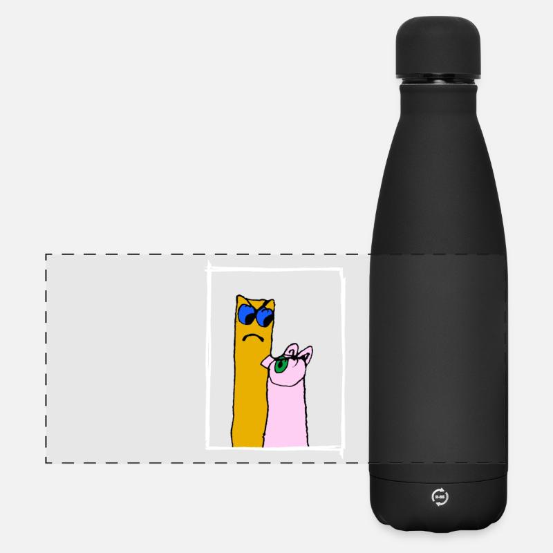 pig vs french fries - Matte Panorama Isolierflasche 500 ml - Schwarz